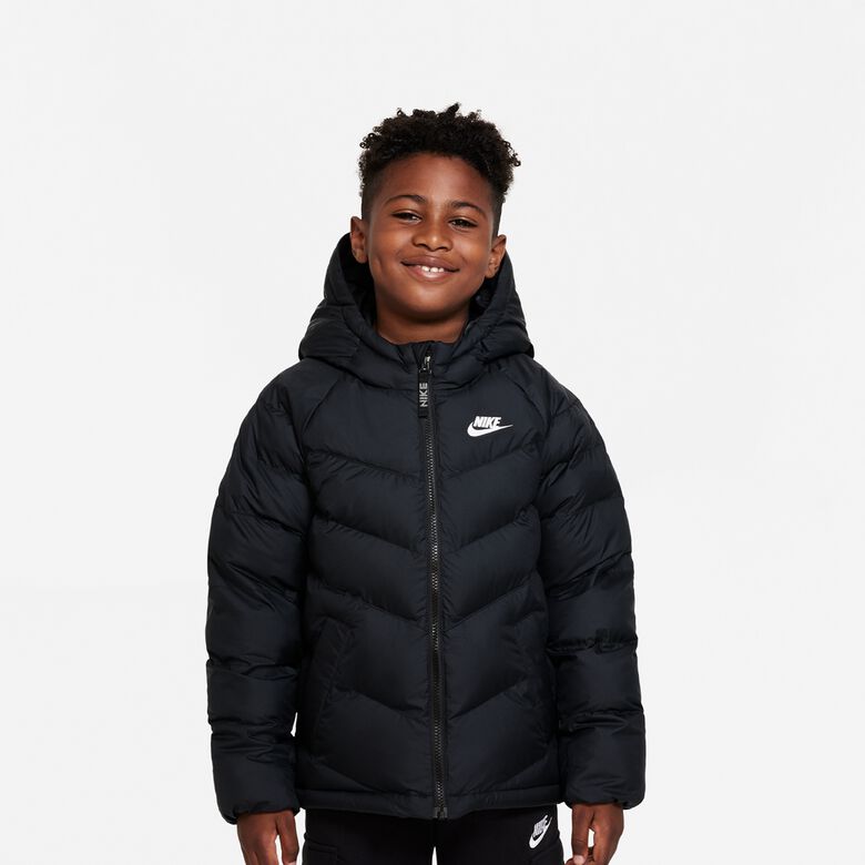 Compra NIKE Big Kids' Synthetic-Fill Hooded Jacket black/black/white de Invierno